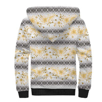 Samoa White Sunday Sherpa Hoodie Samoan Tapa Yellow Hibiscus LT05 - Polynesian Pride