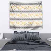 Samoa White Sunday Tapestry Samoan Tapa Yellow Hibiscus - Polynesian Pride