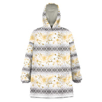 Samoa White Sunday Wearable Blanket Hoodie Samoan Tapa Yellow Hibiscus LT05 One Size Yellow - Polynesian Pride