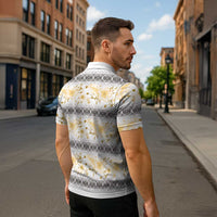 Samoa White Sunday Zipper Polo Shirt Samoan Tapa Yellow Hibiscus LT05 - Polynesian Pride