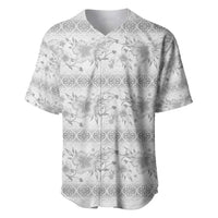 Samoa White Sunday Baseball Jersey Samoan Tapa White Hibiscus - Polynesian Pride