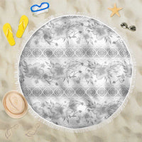 Samoa White Sunday Beach Blanket Samoan Tapa White Hibiscus LT05 One Size 150cm White - Polynesian Pride