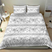 Samoa White Sunday Bedding Set Samoan Tapa White Hibiscus - Polynesian Pride