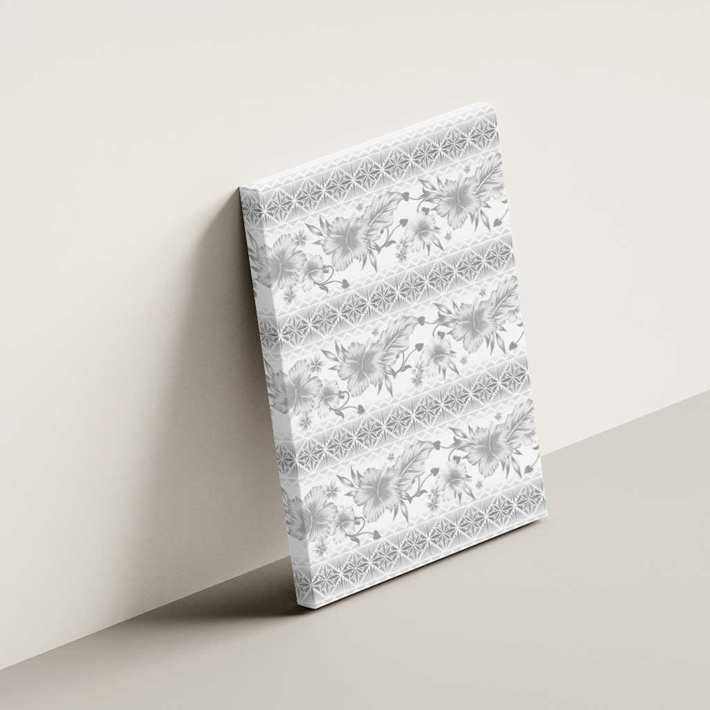 Samoa White Sunday Canvas Wall Art Samoan Tapa White Hibiscus - Polynesian Pride