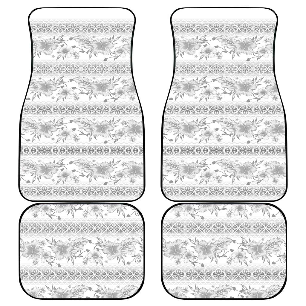 Samoa White Sunday Car Mats Samoan Tapa White Hibiscus LT05 - Polynesian Pride