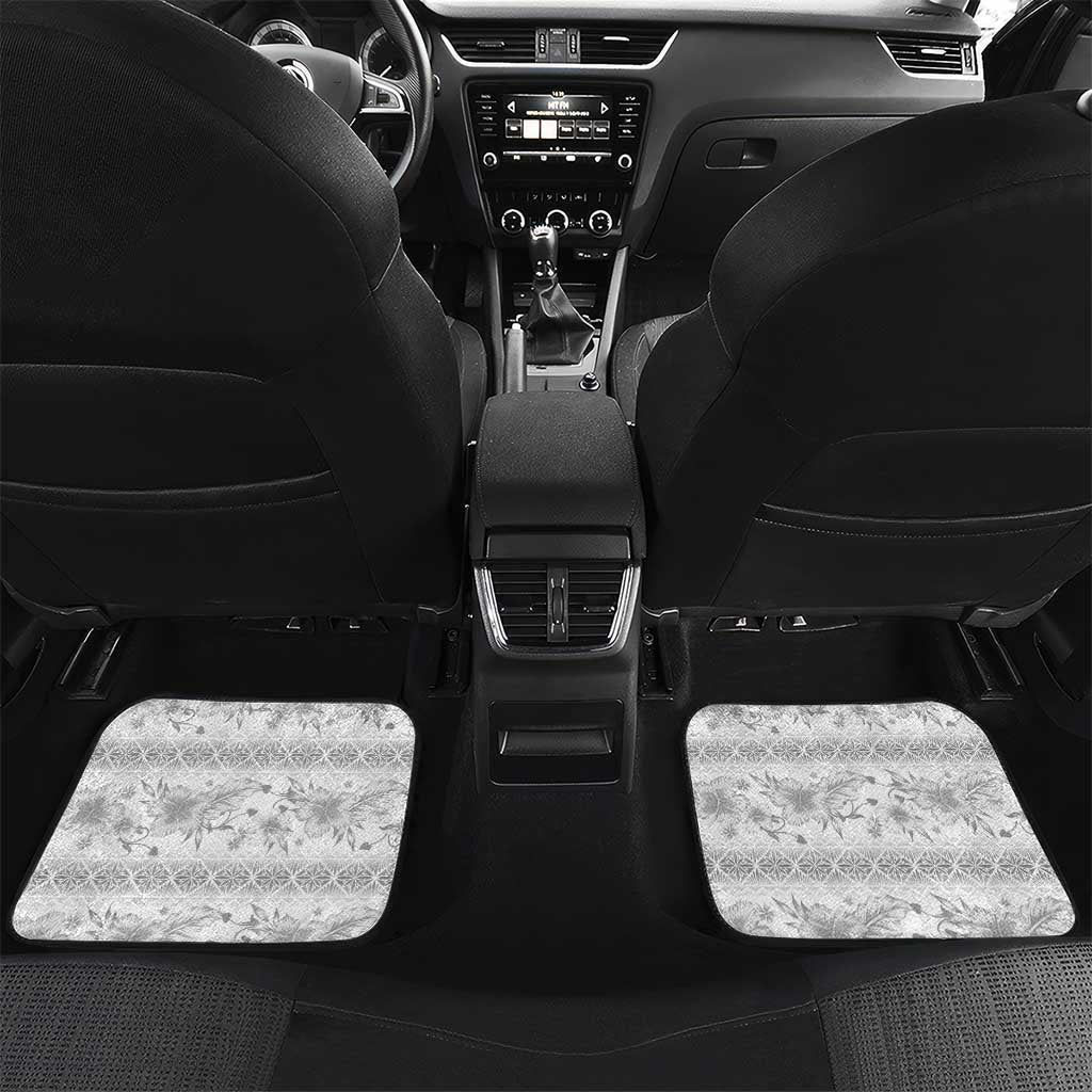 Samoa White Sunday Car Mats Samoan Tapa White Hibiscus LT05 Set 2pcs - Back White - Polynesian Pride