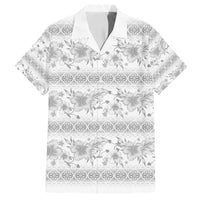 Samoa White Sunday Family Matching Off Shoulder Maxi Dress and Hawaiian Shirt Samoan Tapa White Hibiscus - Polynesian Pride