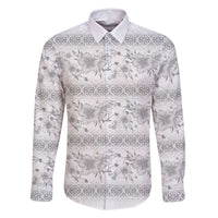 Samoa White Sunday Family Matching Tank Maxi Dress and Hawaiian Shirt Samoan Tapa White Hibiscus - Polynesian Pride