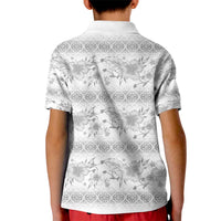 Samoa White Sunday Kid Polo Shirt Samoan Tapa White Hibiscus - Polynesian Pride