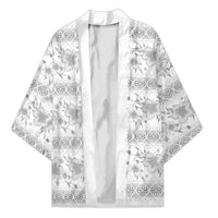 Samoa White Sunday Kimono Samoan Tapa White Hibiscus - Polynesian Pride