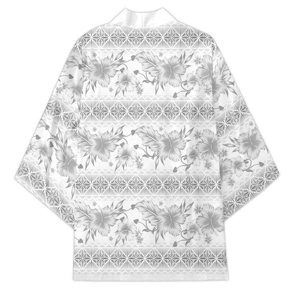 Samoa White Sunday Kimono Samoan Tapa White Hibiscus - Polynesian Pride