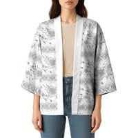 Samoa White Sunday Kimono Samoan Tapa White Hibiscus - Polynesian Pride
