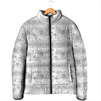 Samoa White Sunday Padded Jacket Samoan Tapa White Hibiscus LT05 - Polynesian Pride