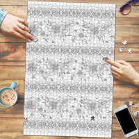 Samoa White Sunday Puzzle Samoan Tapa White Hibiscus - Polynesian Pride