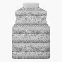 Samoa White Sunday Sleeveless Puffer Jacket Samoan Tapa White Hibiscus LT05 - Polynesian Pride