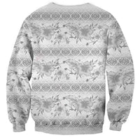 Samoa White Sunday Sweatshirt Samoan Tapa White Hibiscus - Polynesian Pride