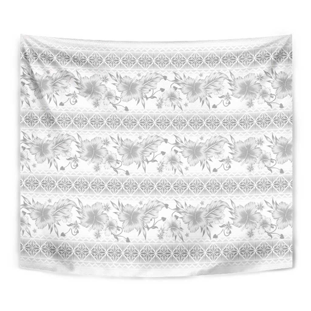 Samoa White Sunday Tapestry Samoan Tapa White Hibiscus - Polynesian Pride