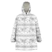 Samoa White Sunday Wearable Blanket Hoodie Samoan Tapa White Hibiscus LT05 One Size White - Polynesian Pride