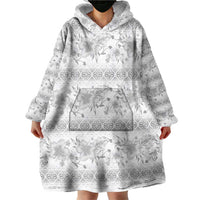 Samoa White Sunday Wearable Blanket Hoodie Samoan Tapa White Hibiscus LT05 - Polynesian Pride