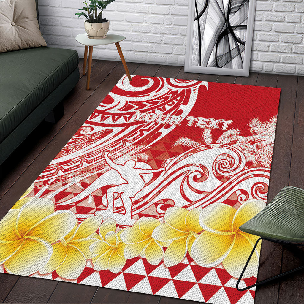 Personalised Tahiti Surfing Area Rug Polynesian Style