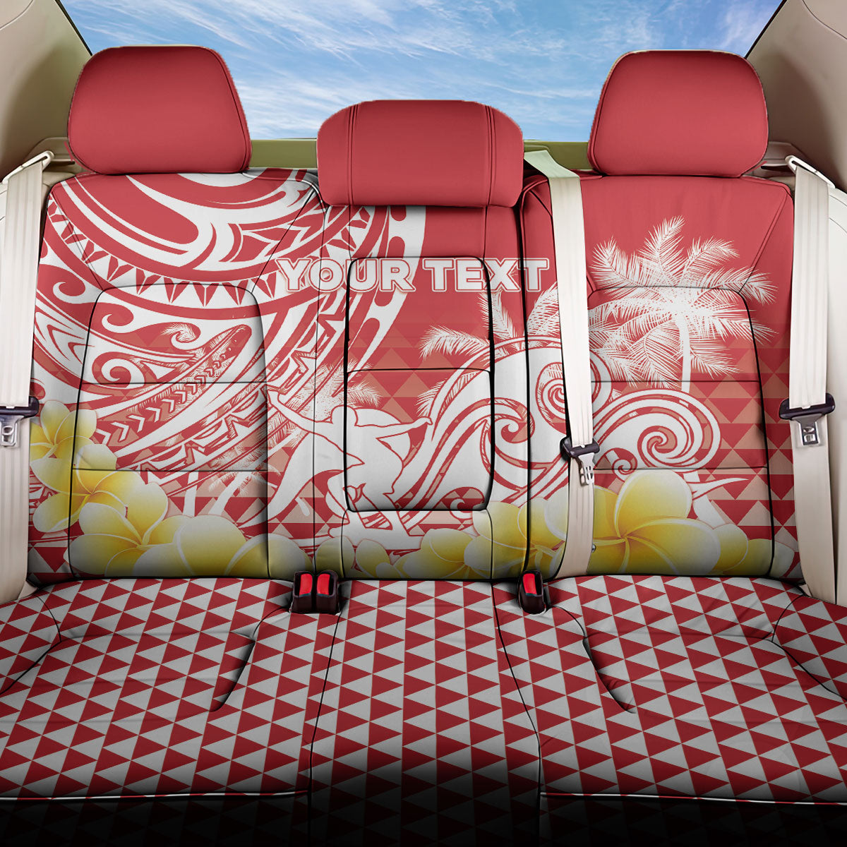 Personalised Tahiti Surfing Back Car Seat Cover Polynesian Style