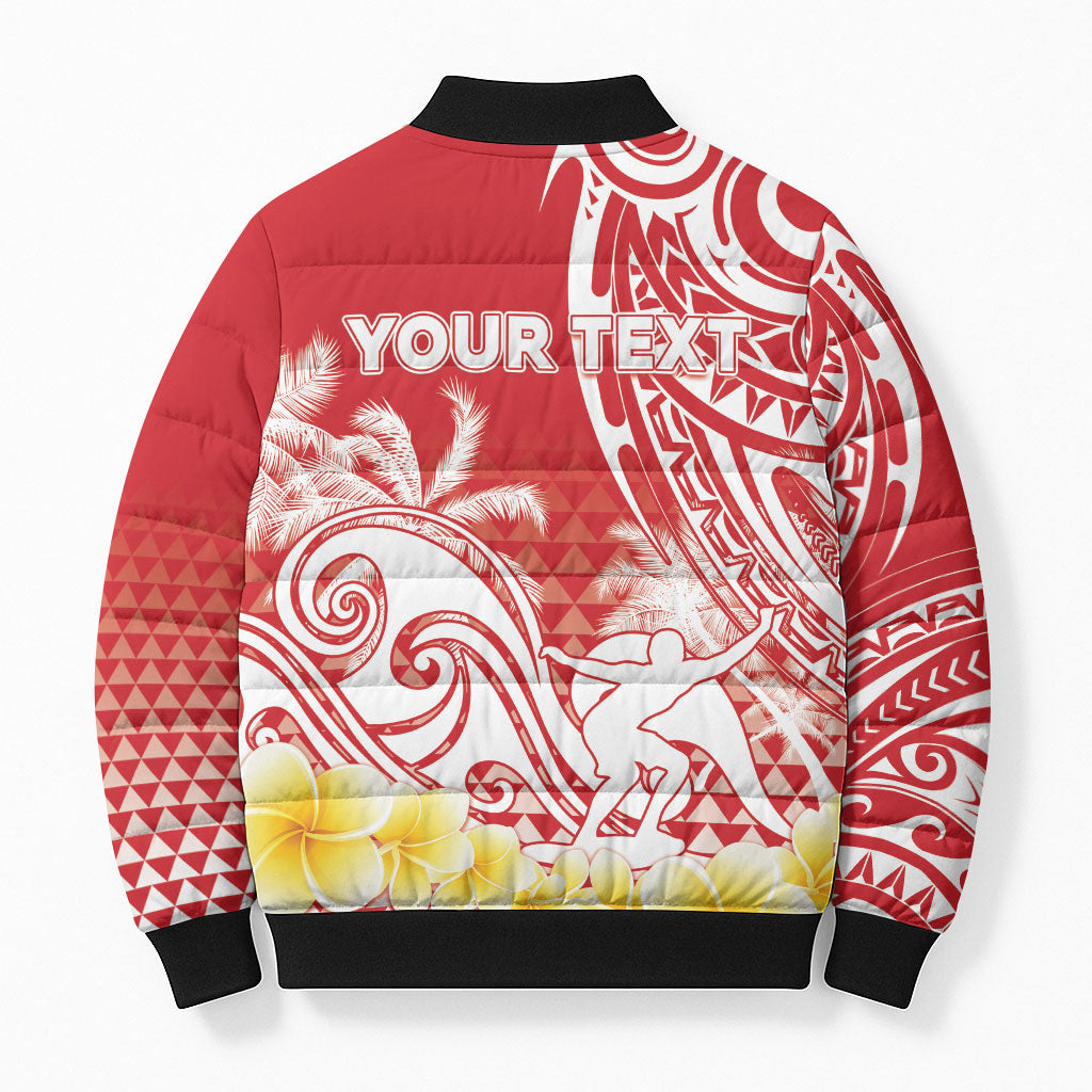 Personalised Tahiti Surfing Bomber Puffer Jacket Polynesian Style LT05 - Polynesian Pride