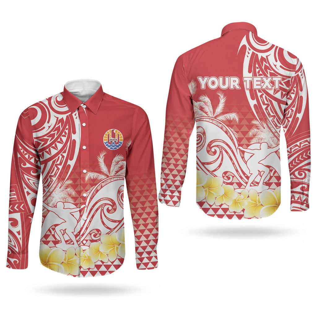 Personalised Tahiti Surfing Couples Matching Puletasi and Long Sleeve Button Shirt Polynesian Style LT05 - Polynesian Pride