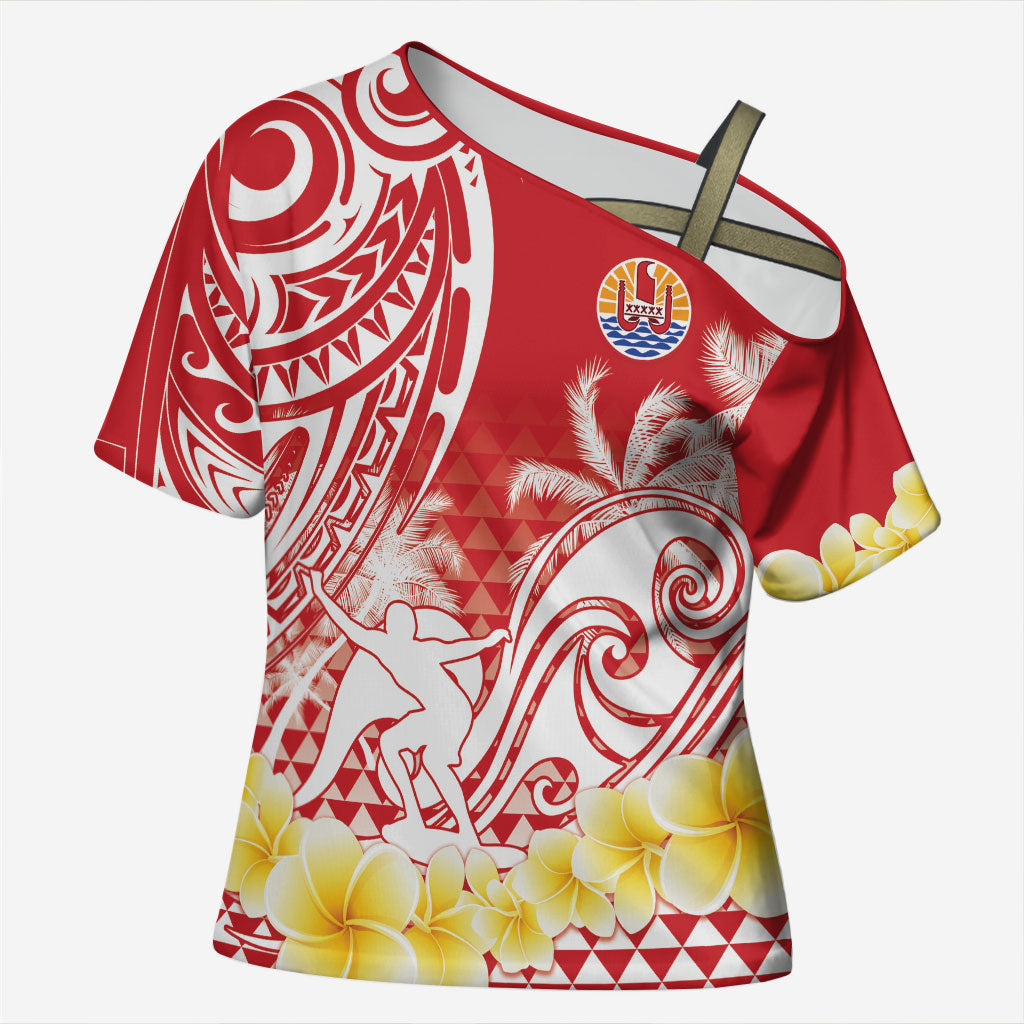 Personalised Tahiti Surfing Cross Shoulder Shirt Polynesian Style