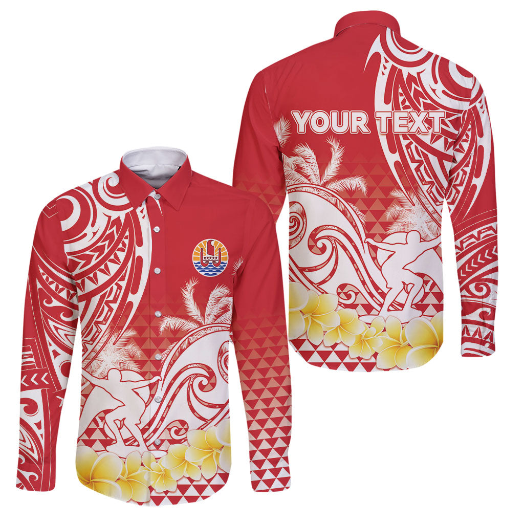 Personalised Tahiti Surfing Family Matching Summer Maxi Dress and Hawaiian Shirt Polynesian Style LT05 Dad's Shirt - Long Sleeve Red - Polynesian Pride