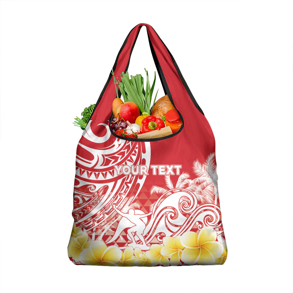 Personalised Tahiti Surfing Grocery Bag Polynesian Style