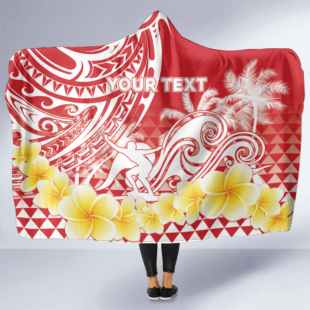 Personalised Tahiti Surfing Hooded Blanket Polynesian Style