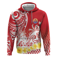 Personalised Tahiti Surfing Hoodie Polynesian Style LT05 Pullover Hoodie Red - Polynesian Pride