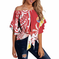 Personalised Tahiti Surfing Off Shoulder Wrap Waist Top Polynesian Style