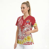 Personalised Tahiti Surfing Scrub Top Polynesian Style