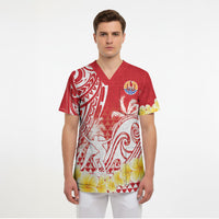 Personalised Tahiti Surfing Scrub Top Polynesian Style