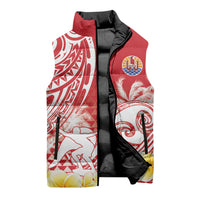 Personalised Tahiti Surfing Sleeveless Puffer Jacket Polynesian Style