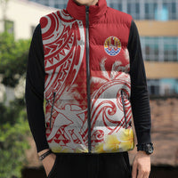 Personalised Tahiti Surfing Sleeveless Puffer Jacket Polynesian Style