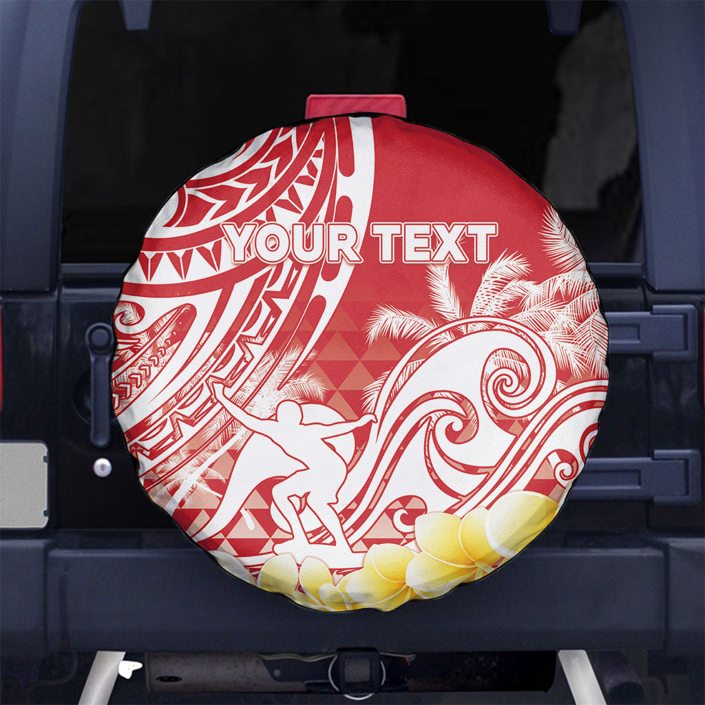Personalised Tahiti Surfing Spare Tire Cover Polynesian Style