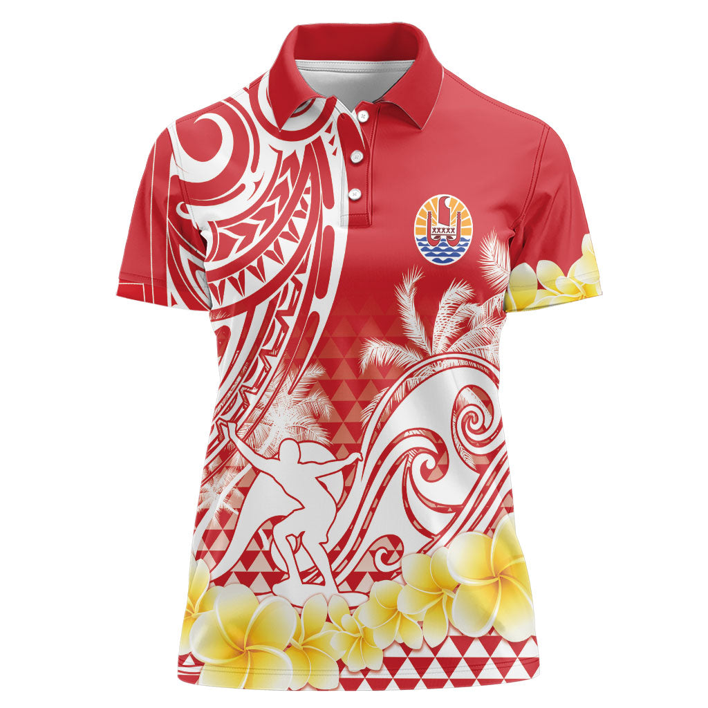 Personalised Tahiti Surfing Women Polo Shirt Polynesian Style