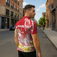 Personalised Tahiti Surfing Zipper Polo Shirt Polynesian Style