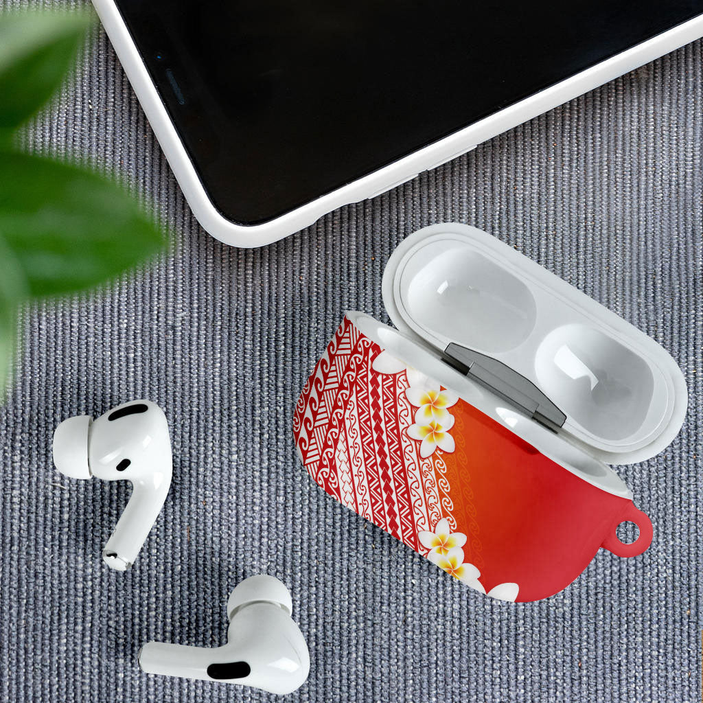 Tahiti Plumeria Tribal Pattern AirPods Case Wave Style Red LT05 - Polynesian Pride