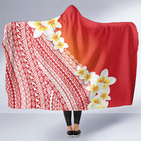 Tahiti Plumeria Tribal Pattern Hooded Blanket Wave Style Red LT05 One Size Red - Polynesian Pride