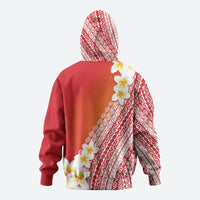 Tahiti Plumeria Tribal Pattern Hoodie Wave Style Red
