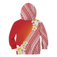 Tahiti Plumeria Tribal Pattern Kid Hoodie Wave Style Red