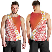 Tahiti Plumeria Tribal Pattern Men Tank Top Wave Style Red