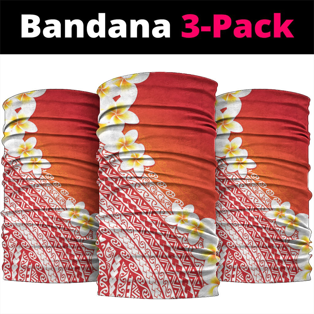 Tahiti Plumeria Tribal Pattern Neck Gaiter Wave Style Red