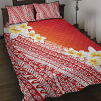 Tahiti Plumeria Tribal Pattern Quilt Bed Set Wave Style Red LT05 Red - Polynesian Pride