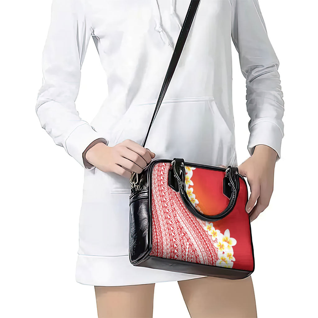 Tahiti Plumeria Tribal Pattern Shoulder Handbag Wave Style Red LT05 - Polynesian Pride