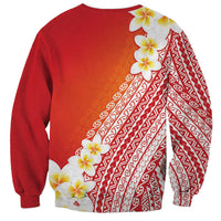 Tahiti Plumeria Tribal Pattern Sweatshirt Wave Style Red