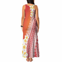 Tahiti Plumeria Tribal Pattern Tank Maxi Dress Wave Style Red